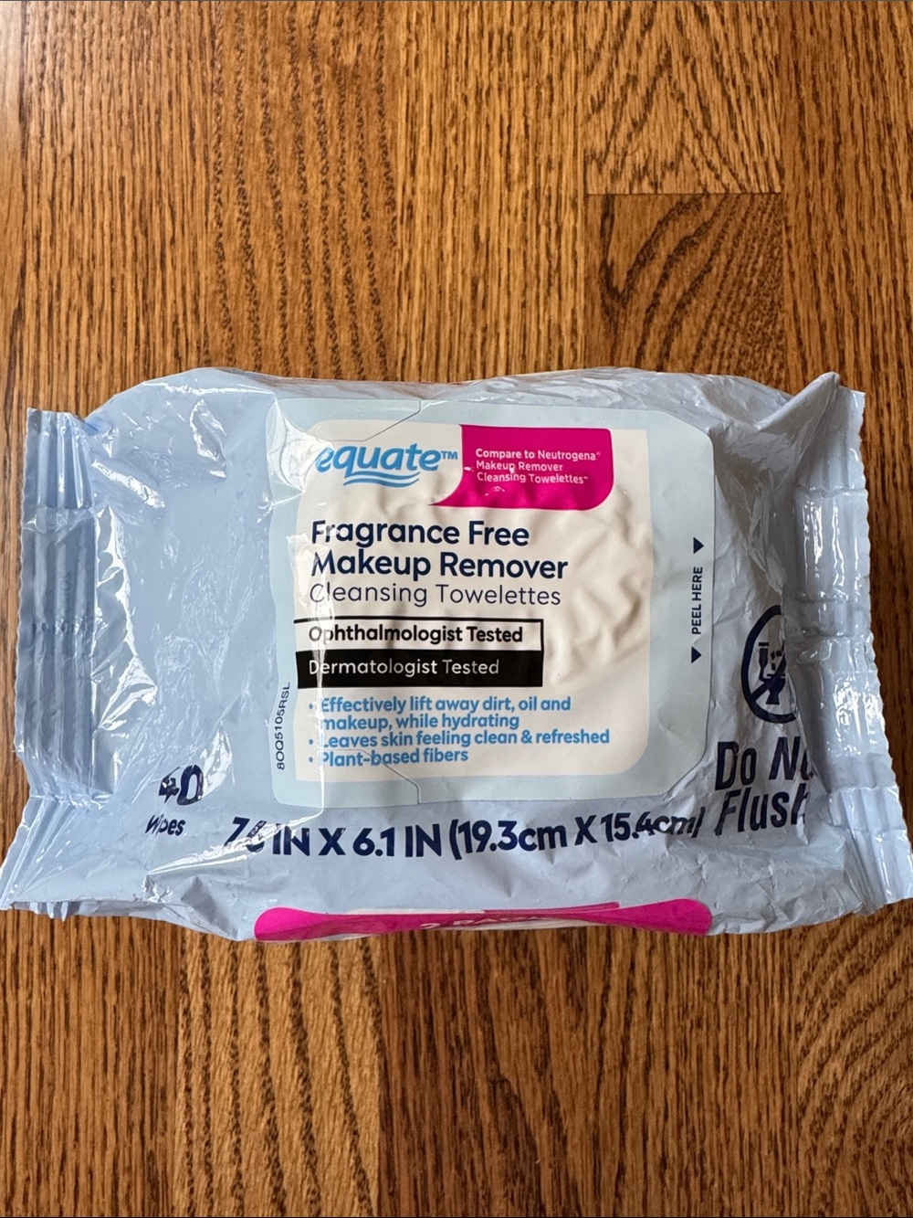 Equate Fragrance Free Makeup Remover Cleansing Towelettes. 2 Pack.